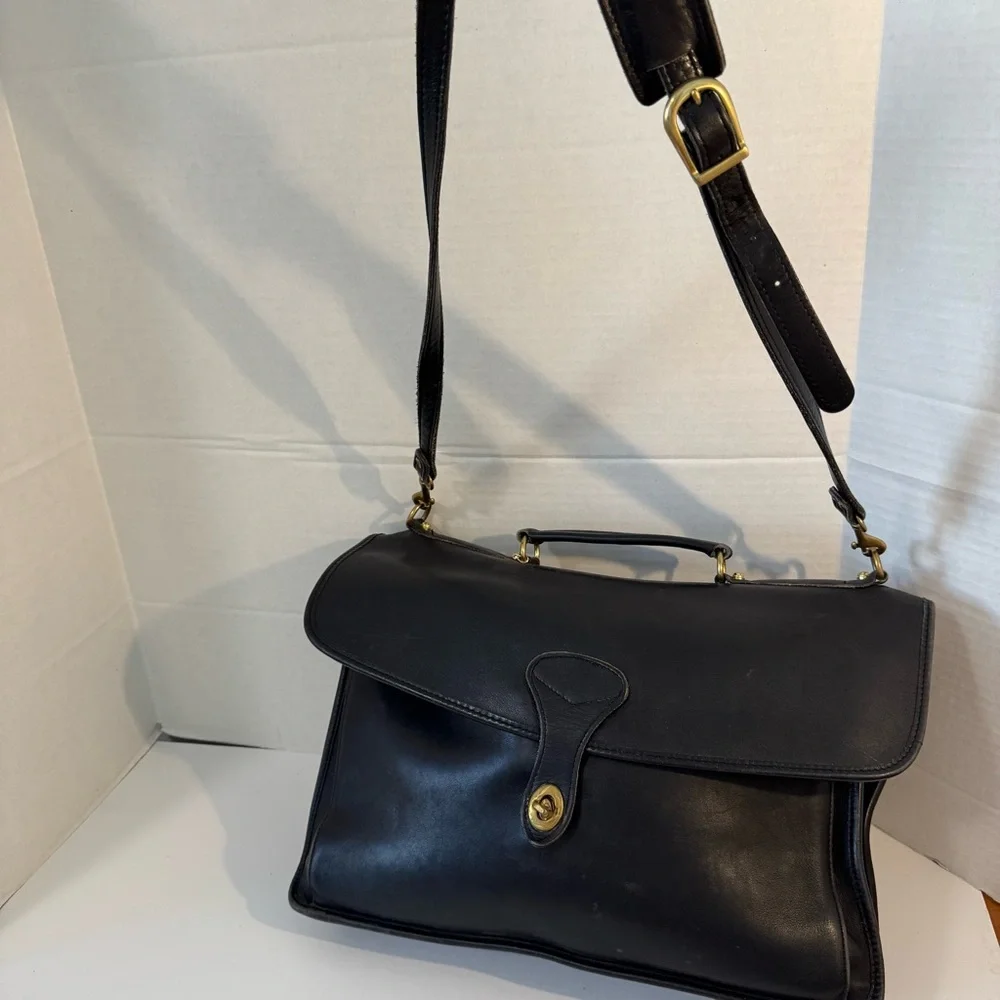 Classic Black Leather Laptop Satchel - Women's Laptop Bag